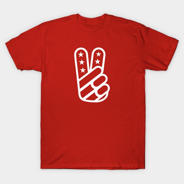 American Peace Sign (White on Red) T-Shirt by jepegdesign